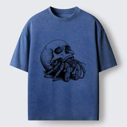 Tokyo-Tiger Skull Crab Meme Washed T-Shirt