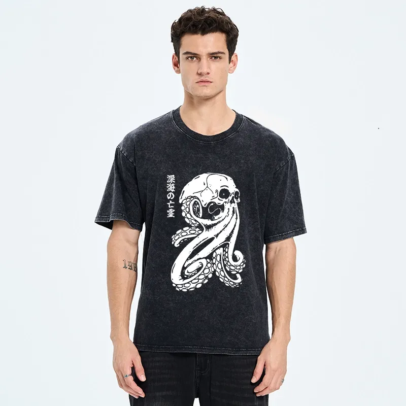 Tokyo-Tiger Octopus Of The Deep Ghost Washed T-Shirt