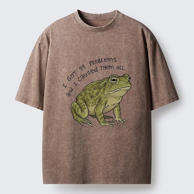 Tokyo‑Tiger Mischievous Frog Funny Washed T-Shirt