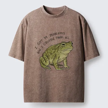 Tokyo‑Tiger Mischievous Frog Funny Washed T-Shirt
