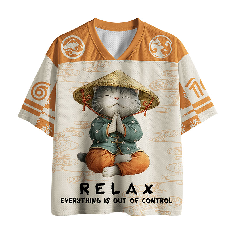 Tokyo-Tiger Zen Relax Cat Graphic Mesh Jersey