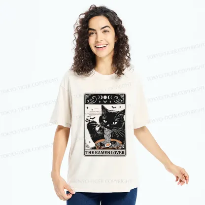Tokyo-Tiger Cat Loves Ramen Washed T-Shirt
