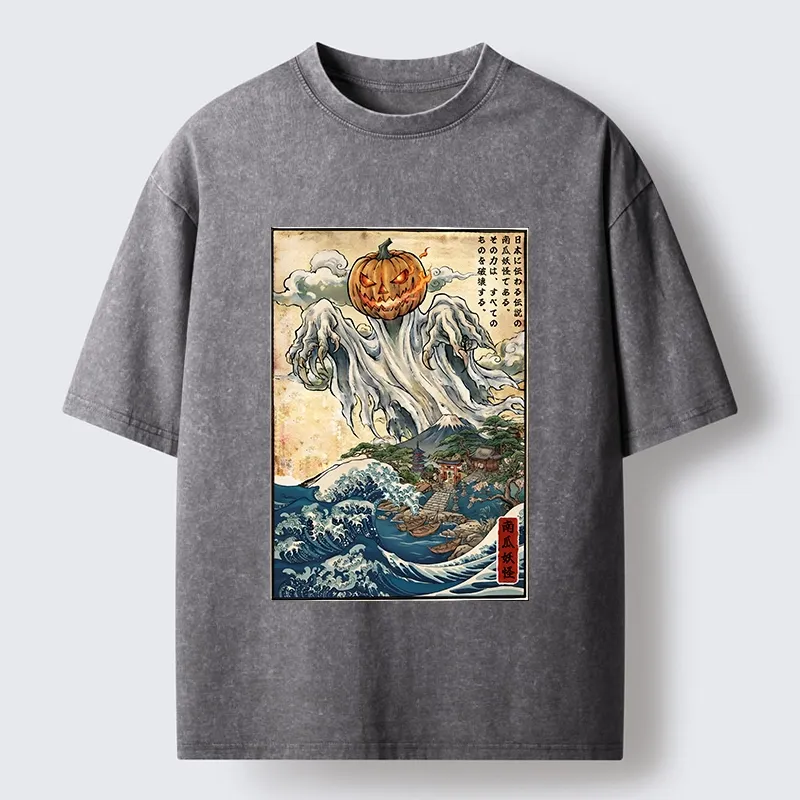 Tokyo‑Tiger Pumpkin Yokai Washed T‑Shirt