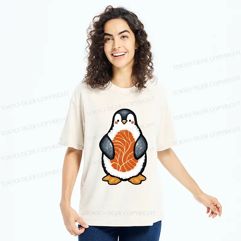 Tokyo-Tiger Penguin Sushi Washed T-Shirt
