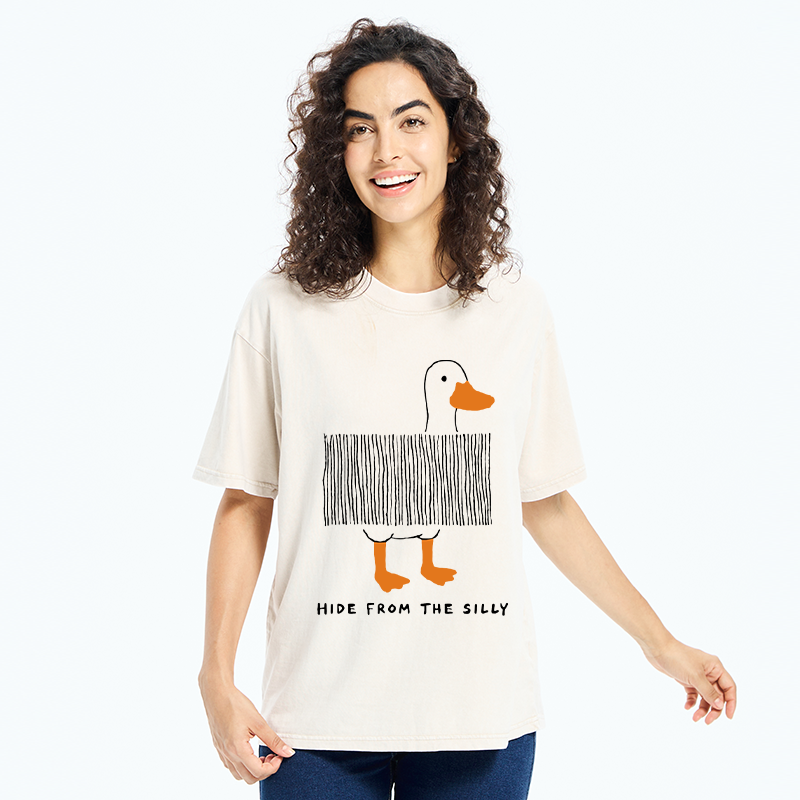 Tokyo-Tiger Funny Hiding Goose Meme Washed T-Shirt