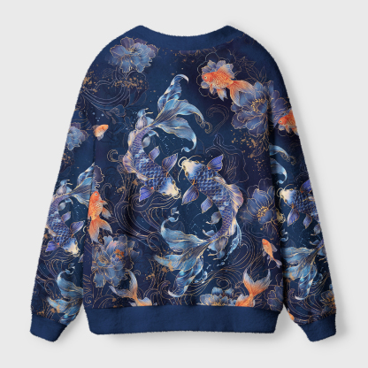 Tokyo-Tiger Blossoms Of The Koi Ugly Cardigan Sweater