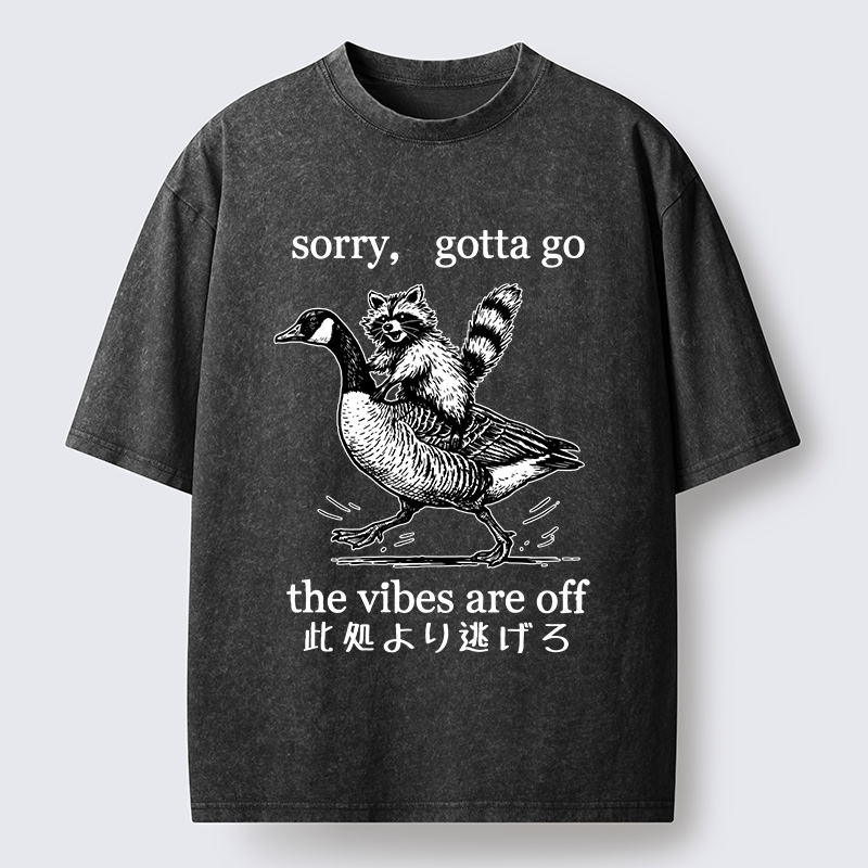Tokyo‑Tiger Raccoon Goose Escape Washed T-Shirt