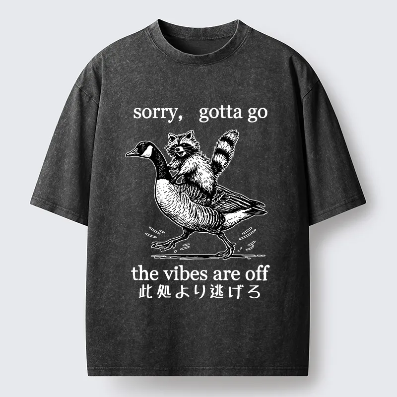 Tokyo‑Tiger Raccoon Goose Escape Washed T-Shirt
