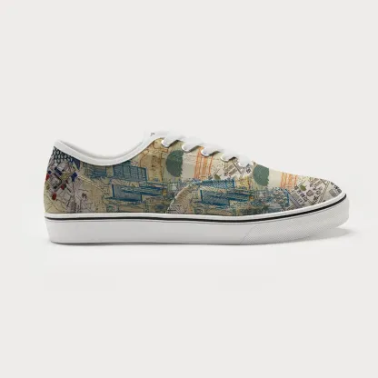 Tokyo-Tiger Old Tokyo Maps Canvas Shoes