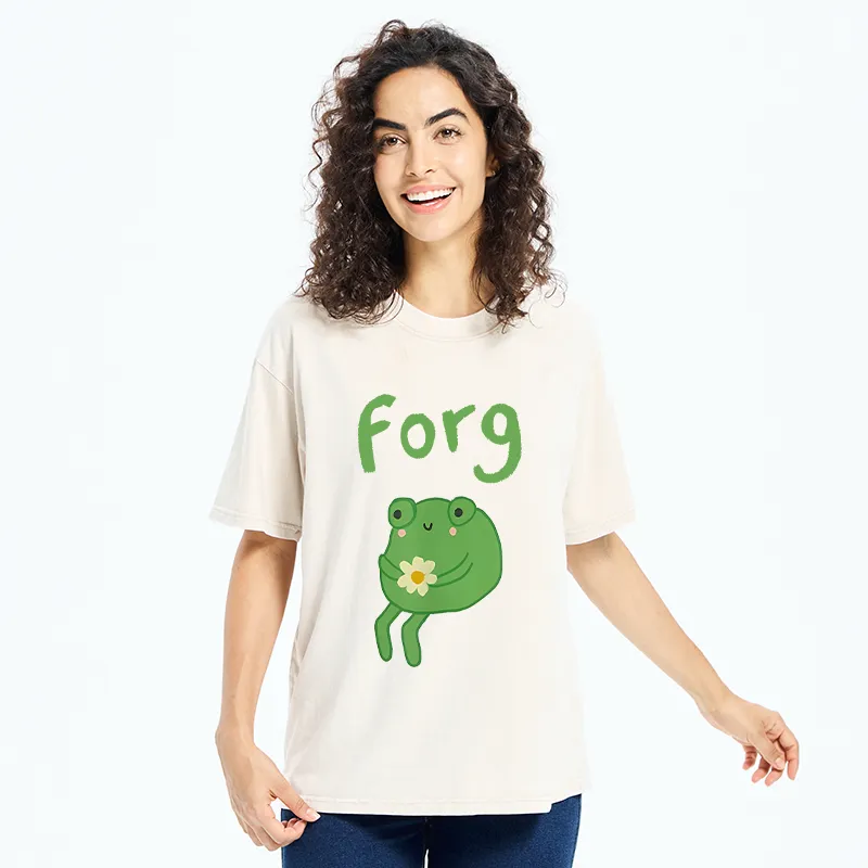 Tokyo-Tiger Cute Forg Funny Washed T-Shirt