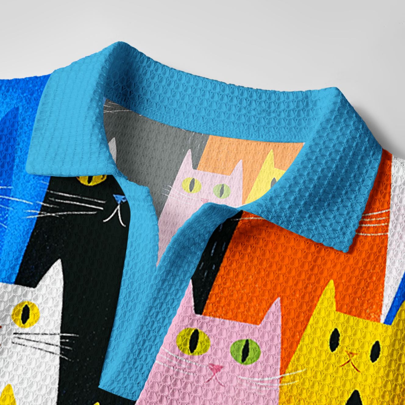 Tokyo-Tiger Colorful Cat Parade Crochet Polo Shirt 