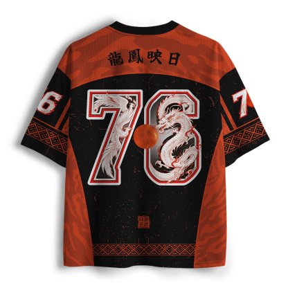 Tokyo-Tiger Dragon‑Phoenix Beneath Crimson Sun Mesh Jersey