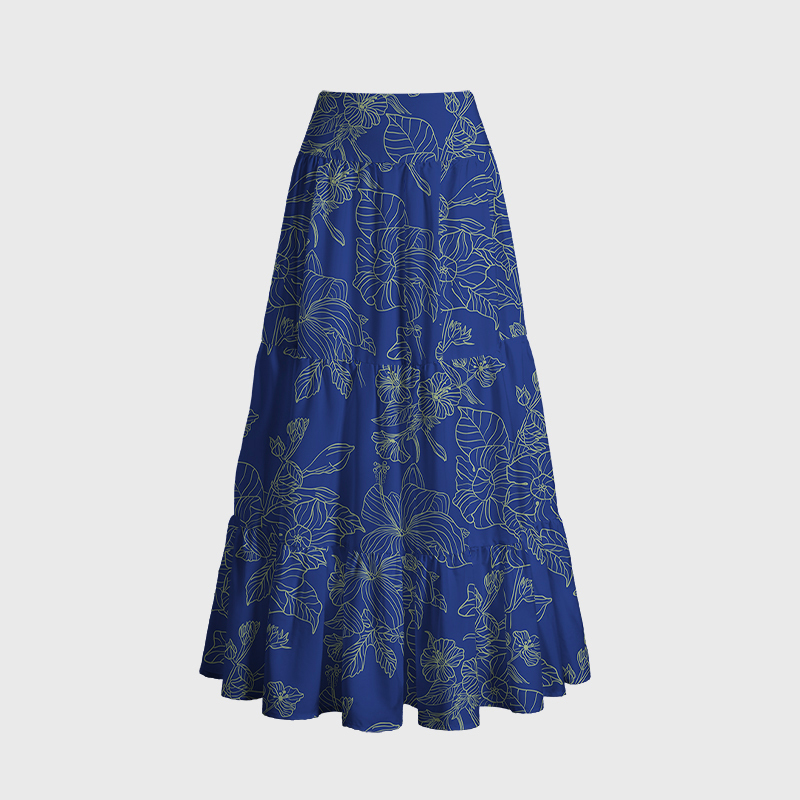 Tokyo-Tiger Flowers In The Waves Maxi Skirt