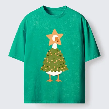 Tokyo‑Tiger Christmas Duck Vibe Washed T-Shirt