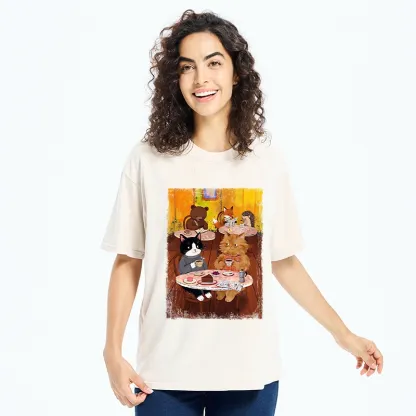 Tokyo-Tiger Cute Animal Cafe Washed T-Shirt