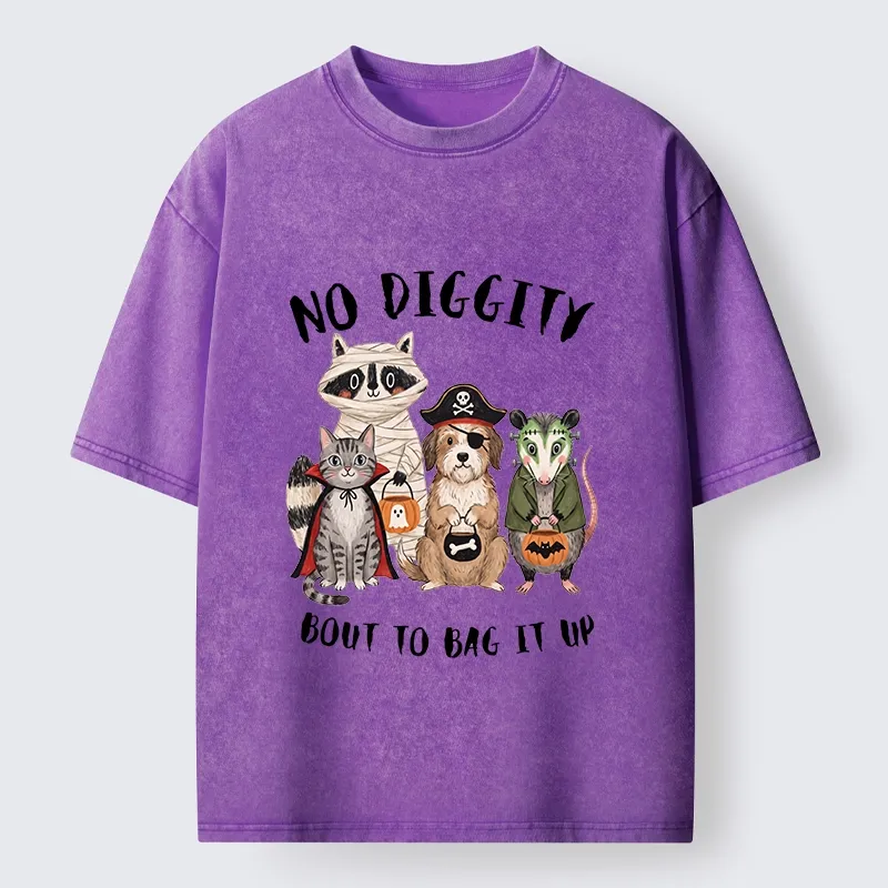 Tokyo‑Tiger Funny Halloween Crew Washed T‑Shirt