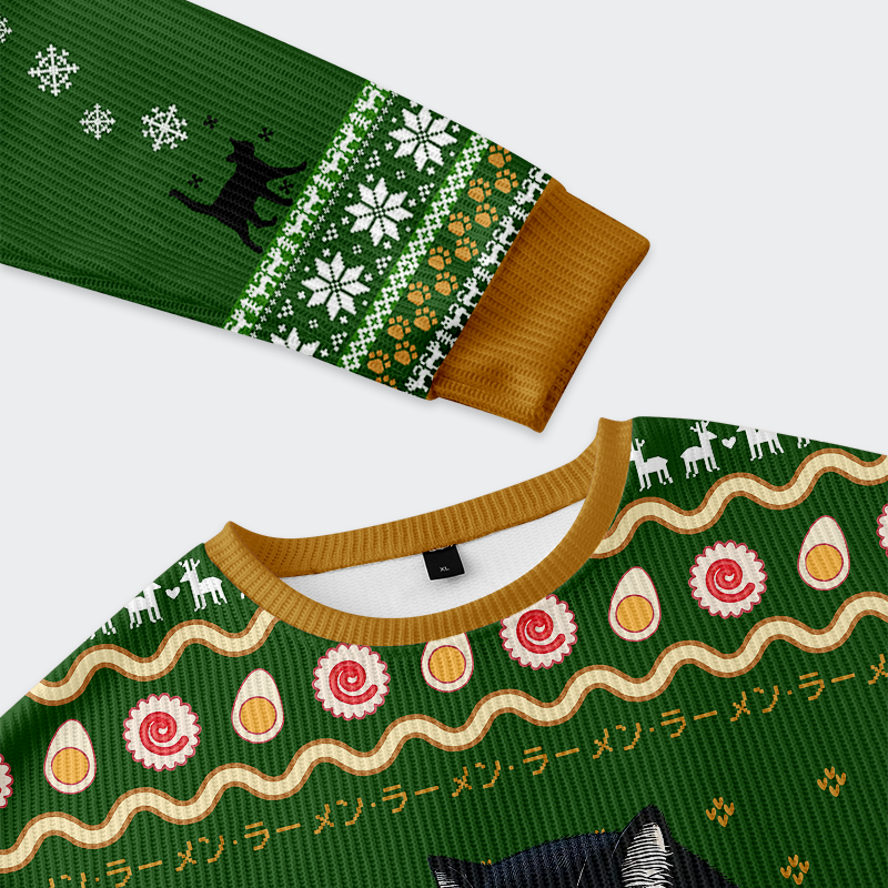 Tokyo-Tiger All I Want for Christmas is Ramen Cat Ugly Sweater