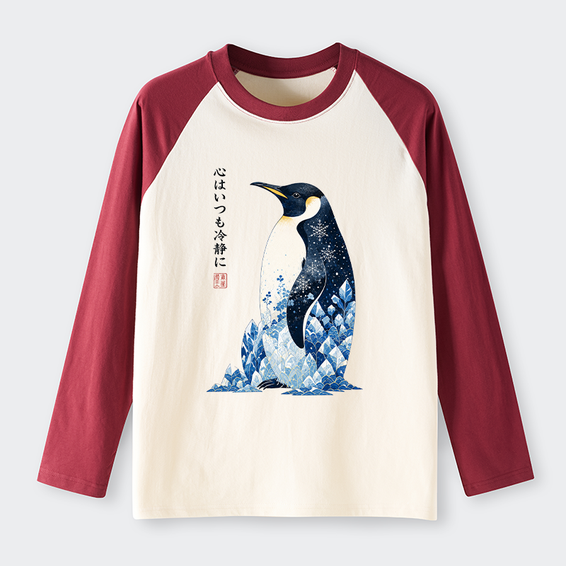 Tokyo-Tiger Keep Calm Penguin Raglan Long Sleeve T-shirt