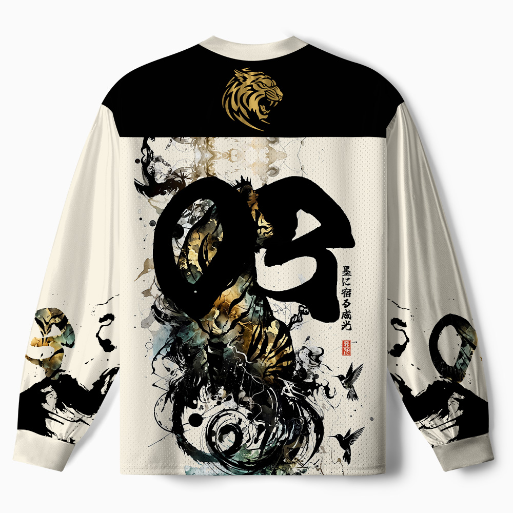 Tokyo-Tiger Golden Tiger And Soaring Birds Paneled Long Sleeve Jersey
