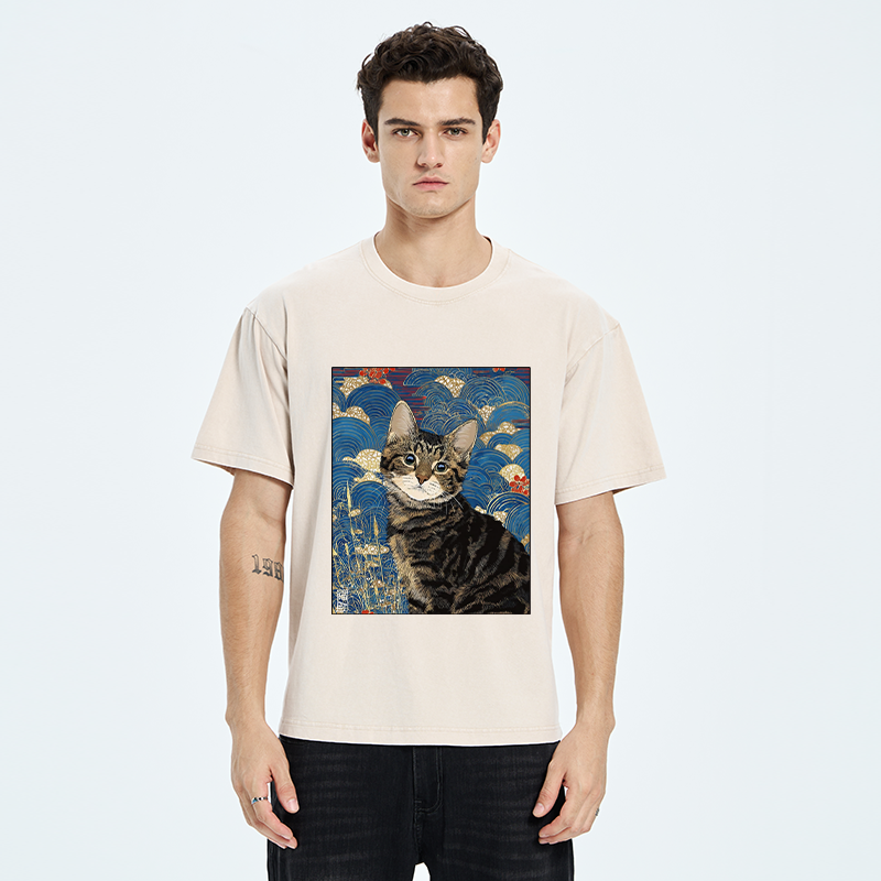 Tokyo-Tiger Elegant Kitten Washed T-Shirt
