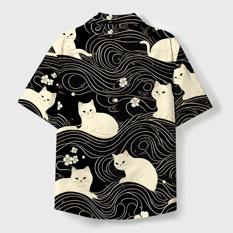 Tokyo-Tiger Mysterious Cat Cuban Collar Shirt