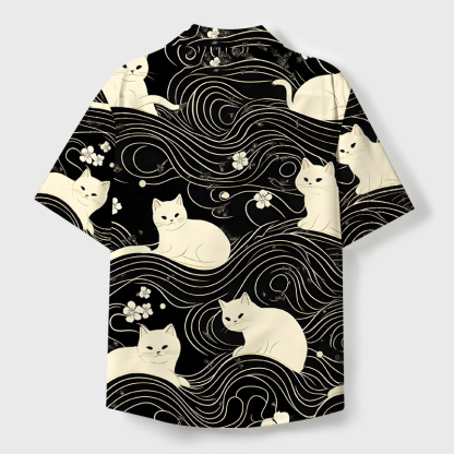 Tokyo-Tiger Mysterious Cat Cuban Collar Shirt