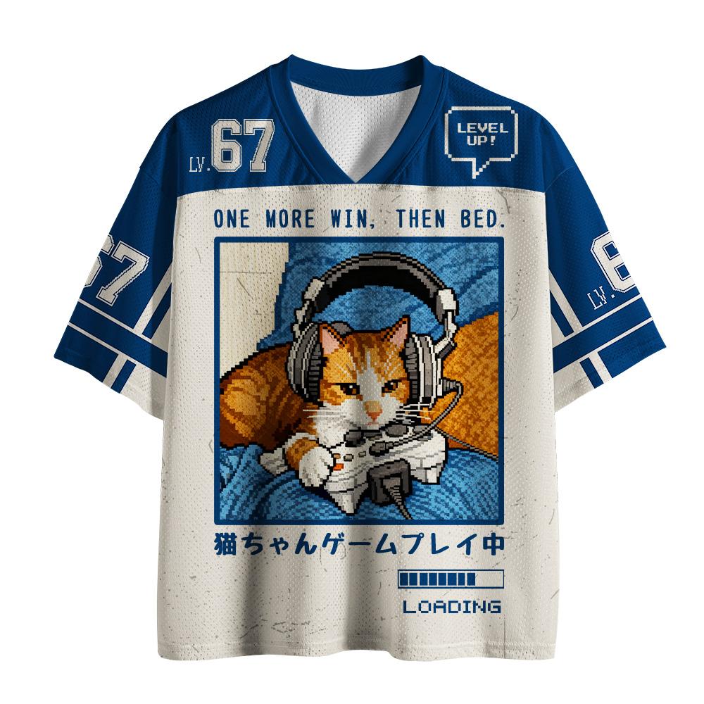 Tokyo-Tiger The cat playing games： “One more win, then bed" Mesh Jersey