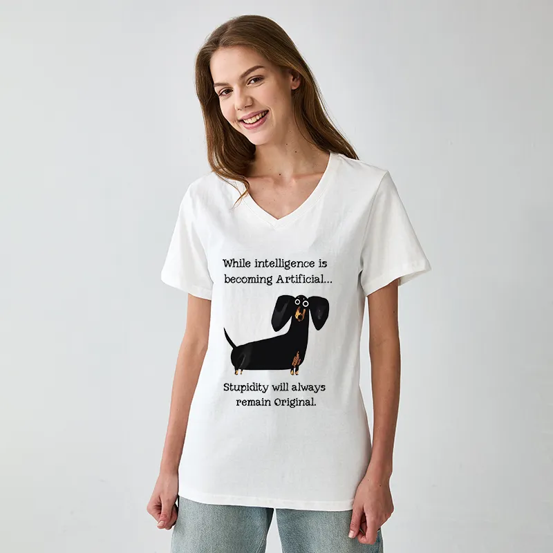 Tokyo-Tiger Dachshund Real Humor Funny Meme V-Neck Classic T-Shirt