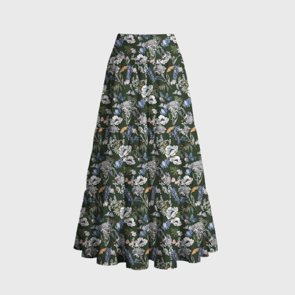 Tokyo-Tiger Garden Blooms Maxi Skirt