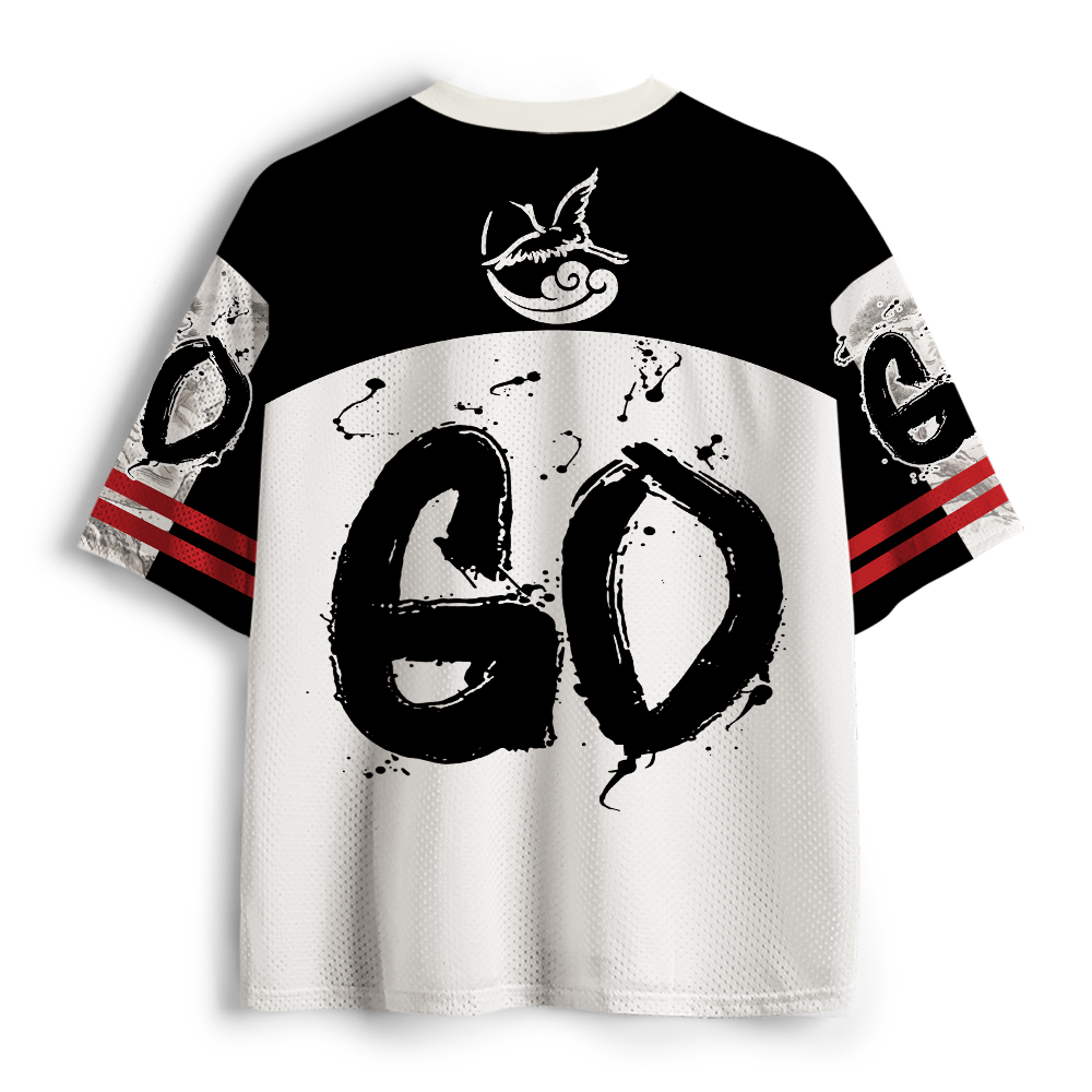 Tokyo-Tiger Japanese Ink Wash Crane Samurai Mesh Jersey