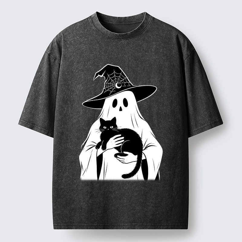Tokyo-Tiger Ghost Cat Buddy Washed T-Shirt