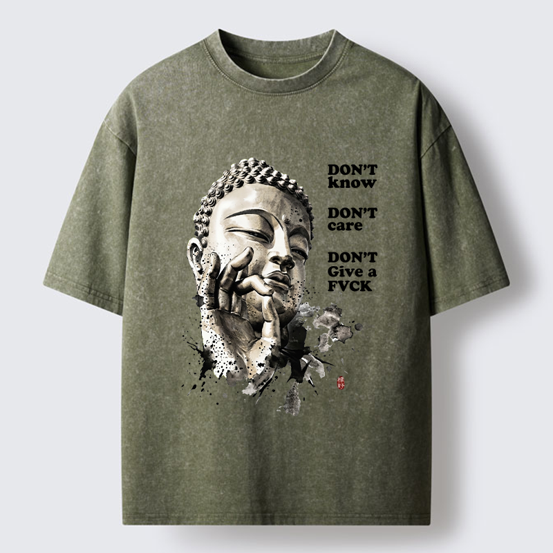 Tokyo‑Tiger Chill Buddha Meme Washed T‑Shirt