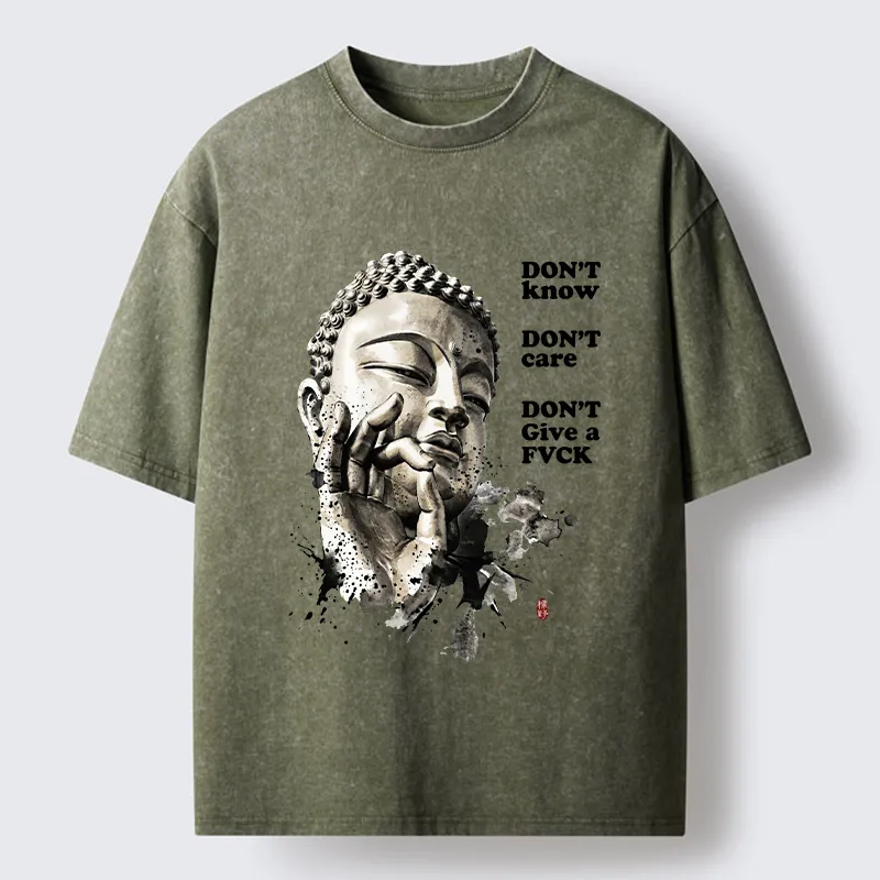 Tokyo‑Tiger Chill Buddha Meme Washed T‑Shirt