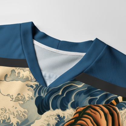 Tokyo-Tiger Tiger Of The Floral Surf Long-Sleeve Hockey Jersey