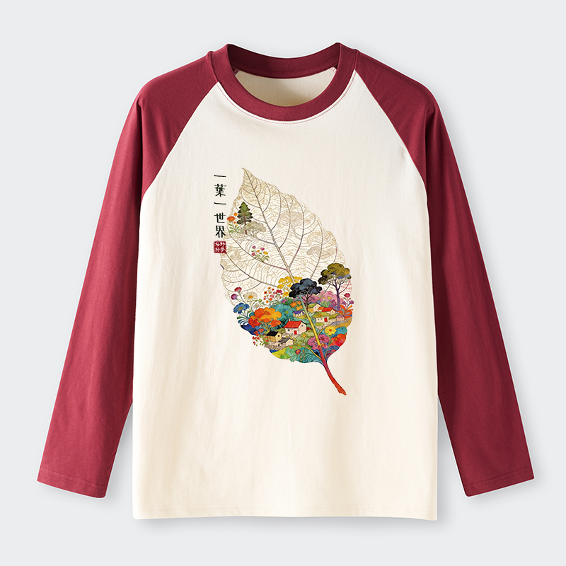 Tokyo-Tiger One Leaf Holds A Tiny Colorful World Raglan Long Sleeve T-shirt