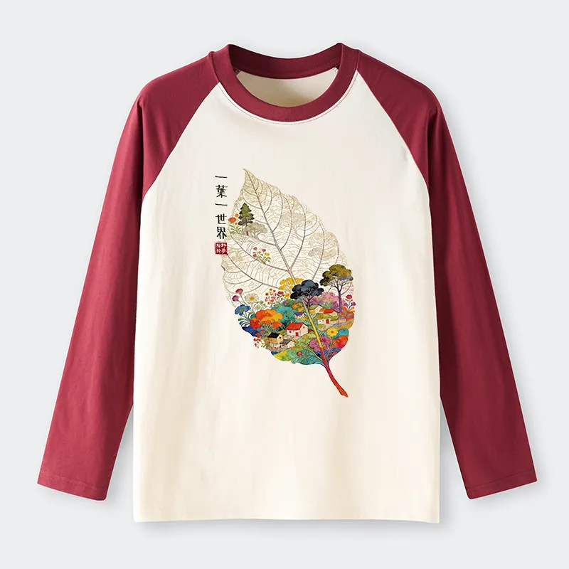 Tokyo-Tiger One Leaf Holds A Tiny Colorful World Raglan Long Sleeve T-shirt