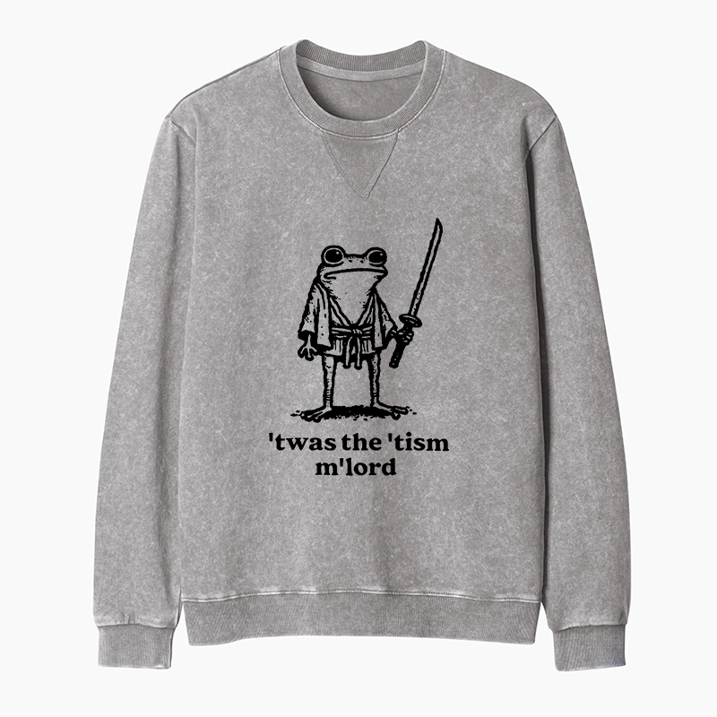 Tokyo-Tiger Focused Samurai Frog Washed Terry Sweatshirt