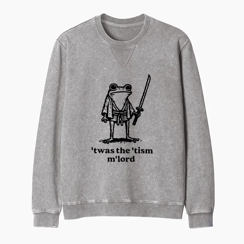 Tokyo-Tiger Focused Samurai Frog Washed Terry Sweatshirt