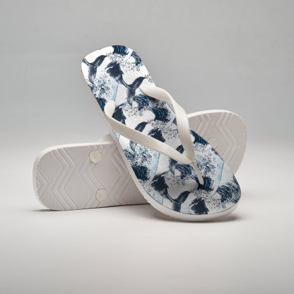 Tokyo-Tiger Whale Tail Wave Art Flip Flops