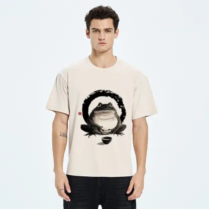 Tokyo-Tiger Zen Frog With A Tea Bowl Washed T-Shirt
