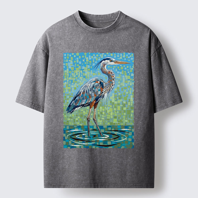 Tokyo-Tiger Color Block Heron Washed T-Shirt
