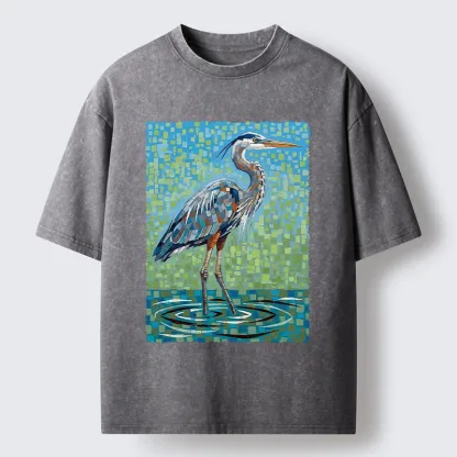 Tokyo-Tiger Color Block Heron Washed T-Shirt
