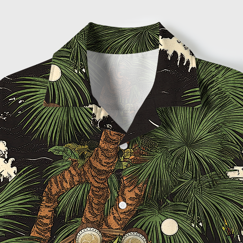 Tokyo-Tiger Japanese Yokai Cuban Collar Shirt
