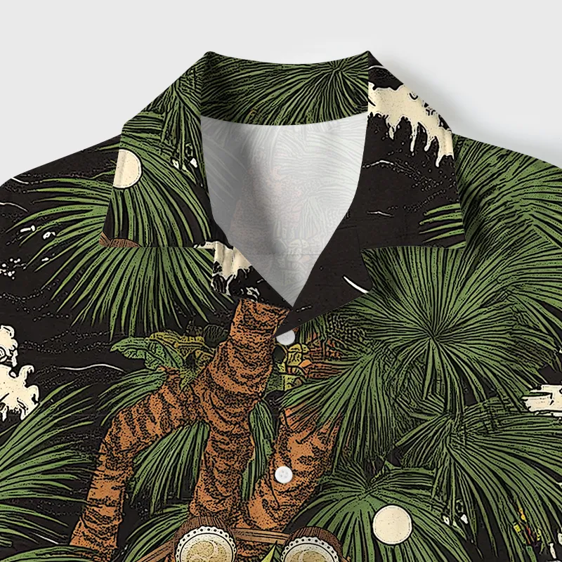 Tokyo-Tiger Japanese Yokai Cuban Collar Shirt