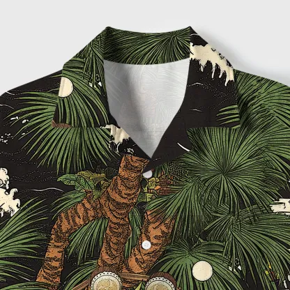 Tokyo-Tiger Japanese Yokai Cuban Collar Shirt