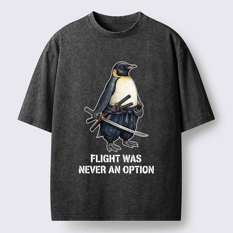 Tokyo-Tiger Funny Warrior Penguin With Sword Meme Washed T-Shirt
