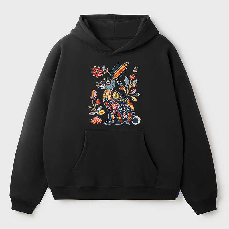 Tokyo-Tiger Folk Hare Bloom Adult Fleece Hoodie