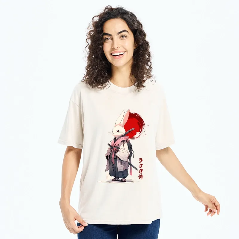 Tokyo‑Tiger Samurai Rabbit Washed T‑Shirt