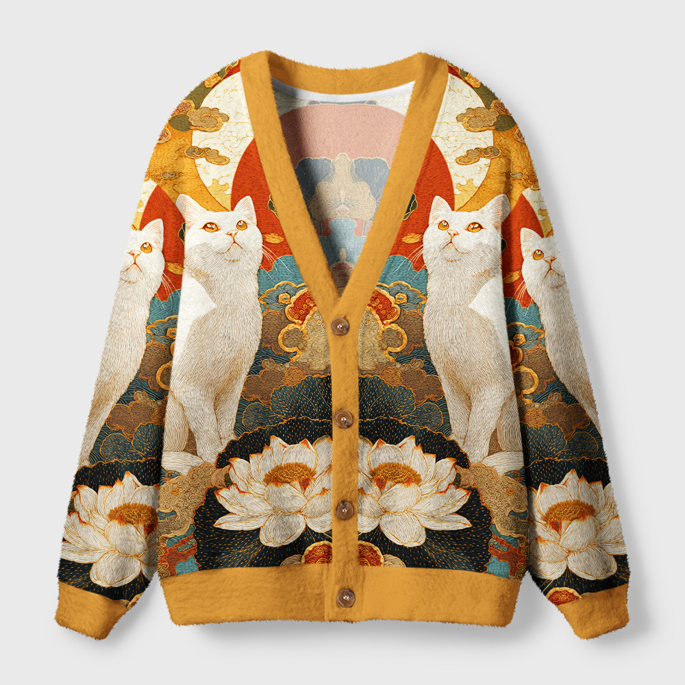 Tokyo-Tiger White Guardians Of The Vermilion Sun Ugly Cardigan Sweater
