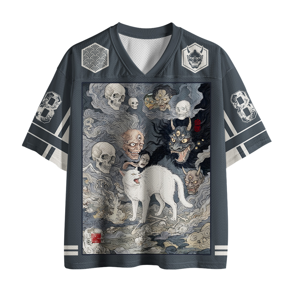 Tokyo-Tiger Japanese Skeleton Oni Cat Mesh Jersey